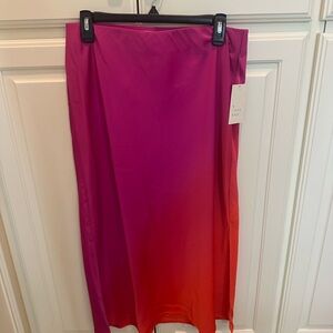 A New Day Pink and Red Midi Skirt